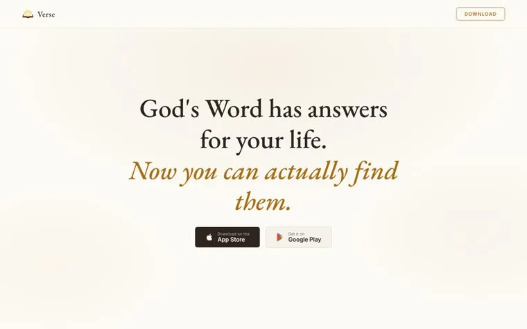 Verse website homepage