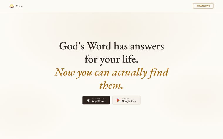 Verse website homepage